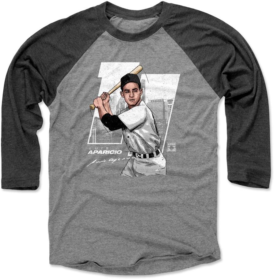 500 LEVEL Luis Aparicio Shirt - Vintage Chicago Baseball Raglan Tee - Luis Aparicio Offset