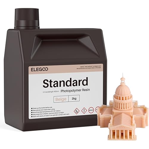 ELEGOO Standard Photopolymer Resin LCD UV-Curing Resin 405nm 3D Printer Resin for Mars Saturn Jupiter MSLA DLP LCD 3D Printing Beige 2000g