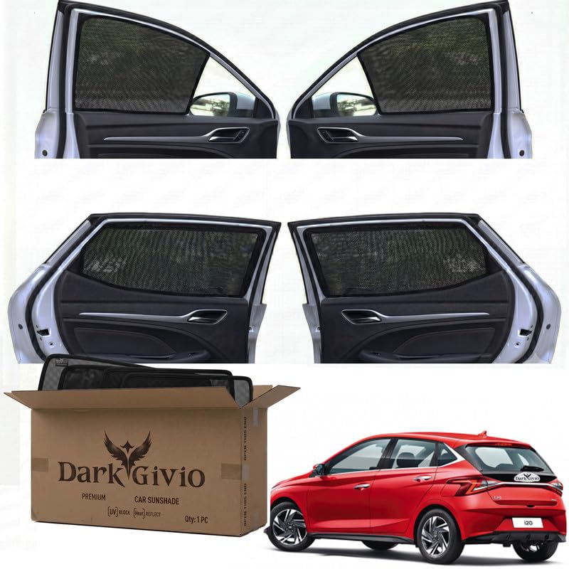 Image of Car Window Sun Shade Protector for I 20 (2020) Magna | Exact Fit Non-Magnetic Half Cut Sunshade (Set of 4 /6) | UV Blocker Side Window Car Curtains & Interior Accessory