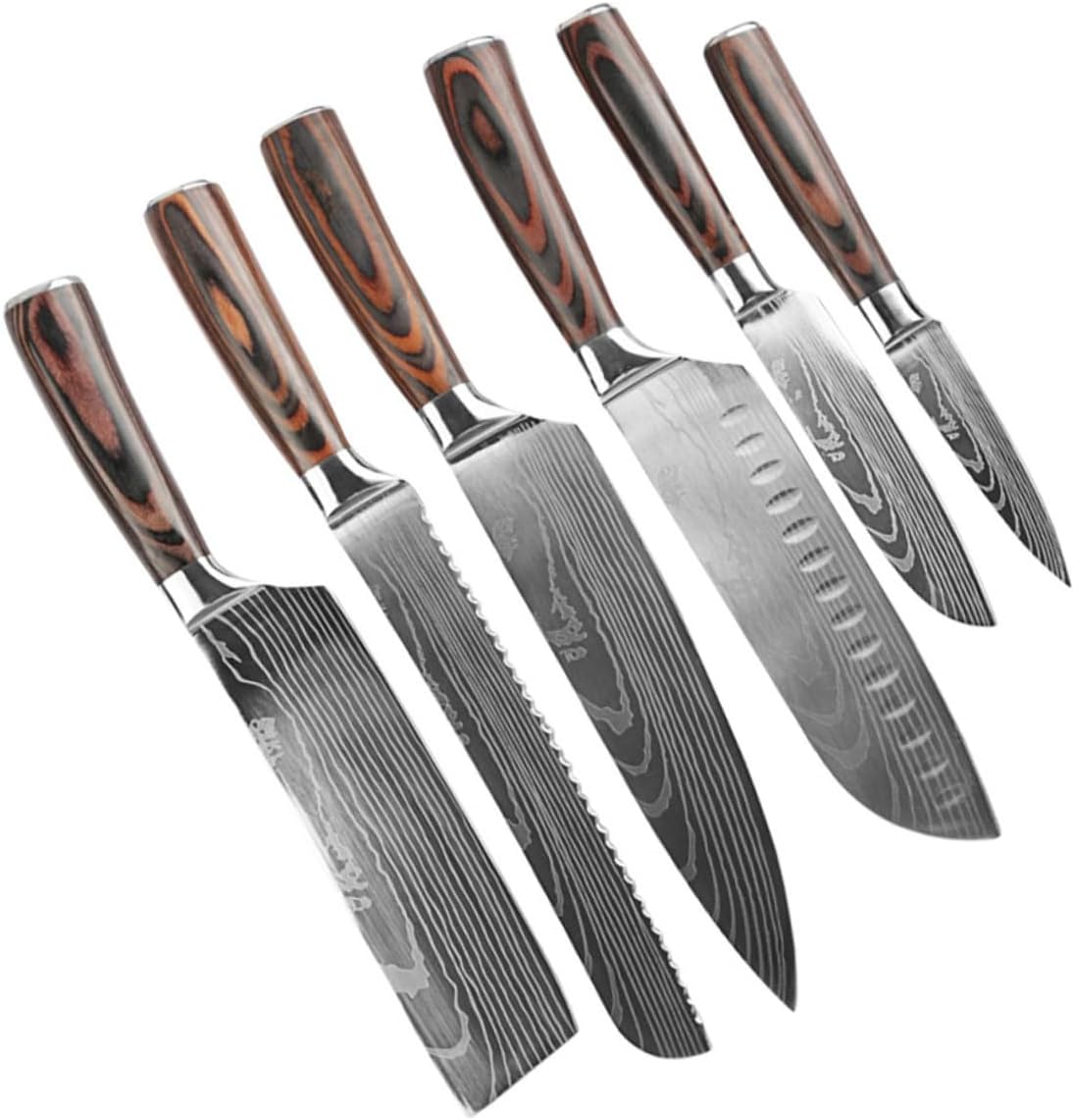 Mikinona 1set Fruit and Chef Knife Assorted Handles Essential Kitchen Cutters for Home and Restaurant Use