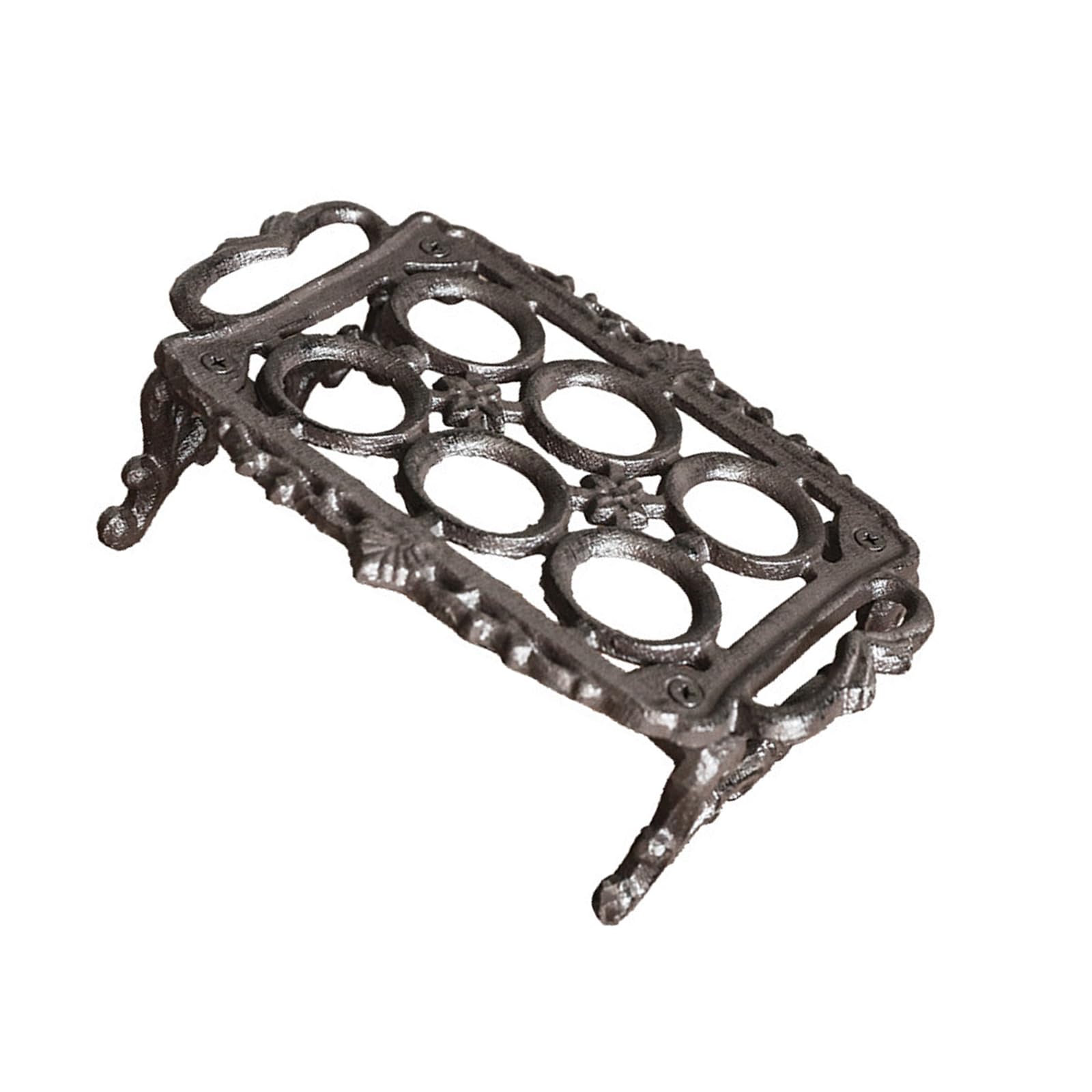Easy Cleaning Surfaces Cast Iron Rooster Eggs Holder Retro Design Farmhouses Kitchens Counter Organizers Storage Rack Cast Iron Holder