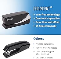 Vista 6 de Coruscant Engrapadora eléctrica, engrapadora automática, resistente, 25 hojas, almacena 210 grapas, incluye 2000 grapas y 1 removedor de grapas