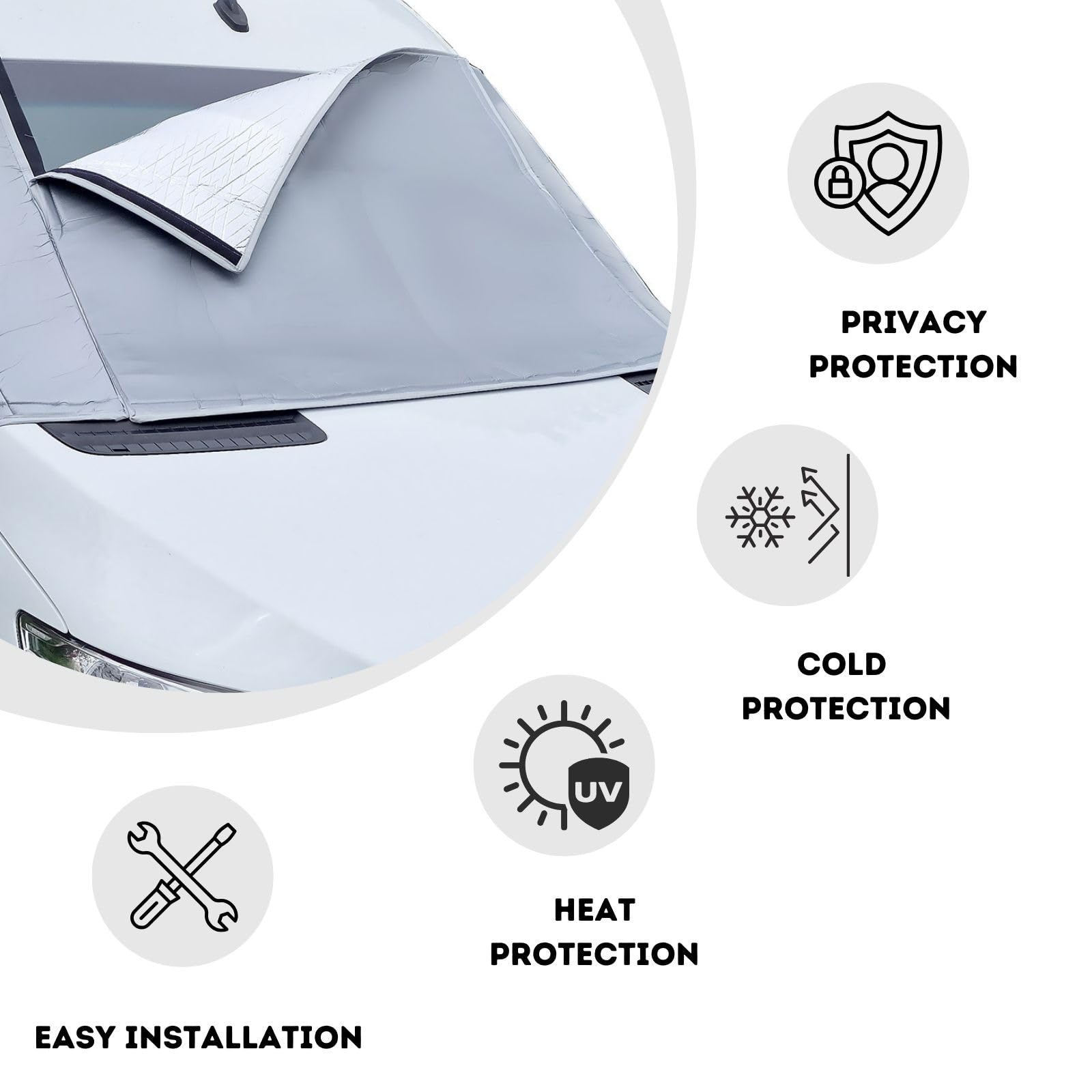 Marvix Außen Thermofenstermatte Silber Thermoschutz Abdeckung für für Sprinter ab 2018 Außenisoliermatte Wohnmobil Abdeckung Sonnenschutz