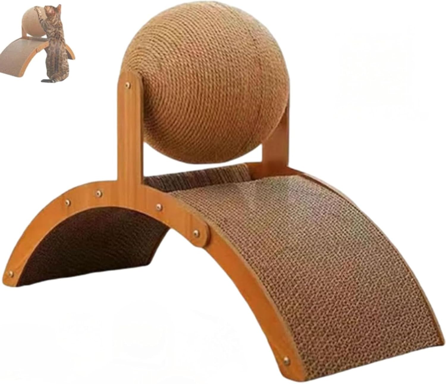 Interactive Cat Scratcher with Arch Bridge & Ball,Scratching Post Board for Indoor Cats,Furniture Protection Pet Toy. (1PCS)