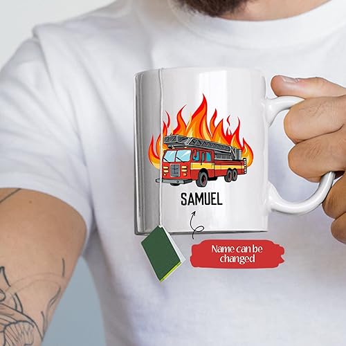 Miniatura 2 de Taza divertida de bombero para papá  Taza de camión de bomberos  Taza de bombero personalizada con nombre  Taza con nombre personalizado  Ideas de