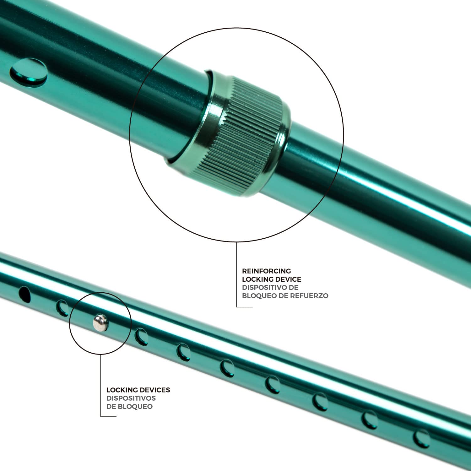 Bastón Ortopédico Regulable en Altura 72-95 cm – Fabricado en Aluminio – Empuñadura Anatómica de Tacto Suave y Ambidiestra con Cinta de Sujeción – Contera Antideslizante 19 mm