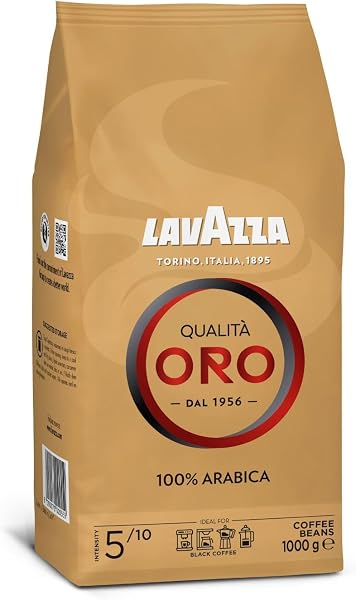 Lavazza, Qualità Oro, Café en Grano Natural, Ideal para la Máquina de Café Espresso, con Notas Aromáticas de Frutas y Flores, 100% Arábica, Intensidad 5, Tueste Medio, Paquete de 1 kg - 1
