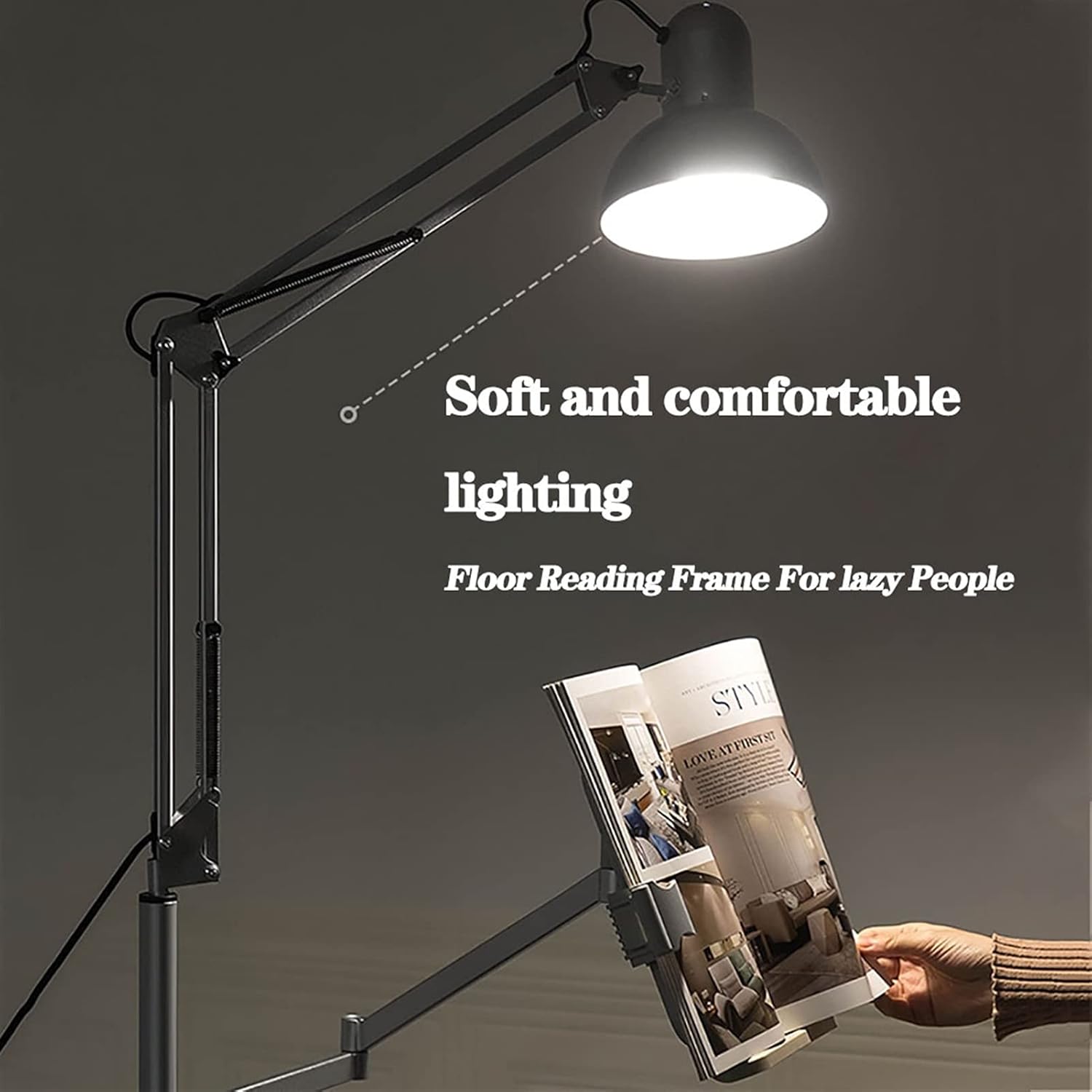 Floor Bookstand,Reading Stand Book Stand Document Holder,Reading Rest Cookbook Cook Book Holder Floor Stand Bookrest Foldable Book Stand Reading Stand Holder,360° Rotating Angle (with lamp) (Wit ( )