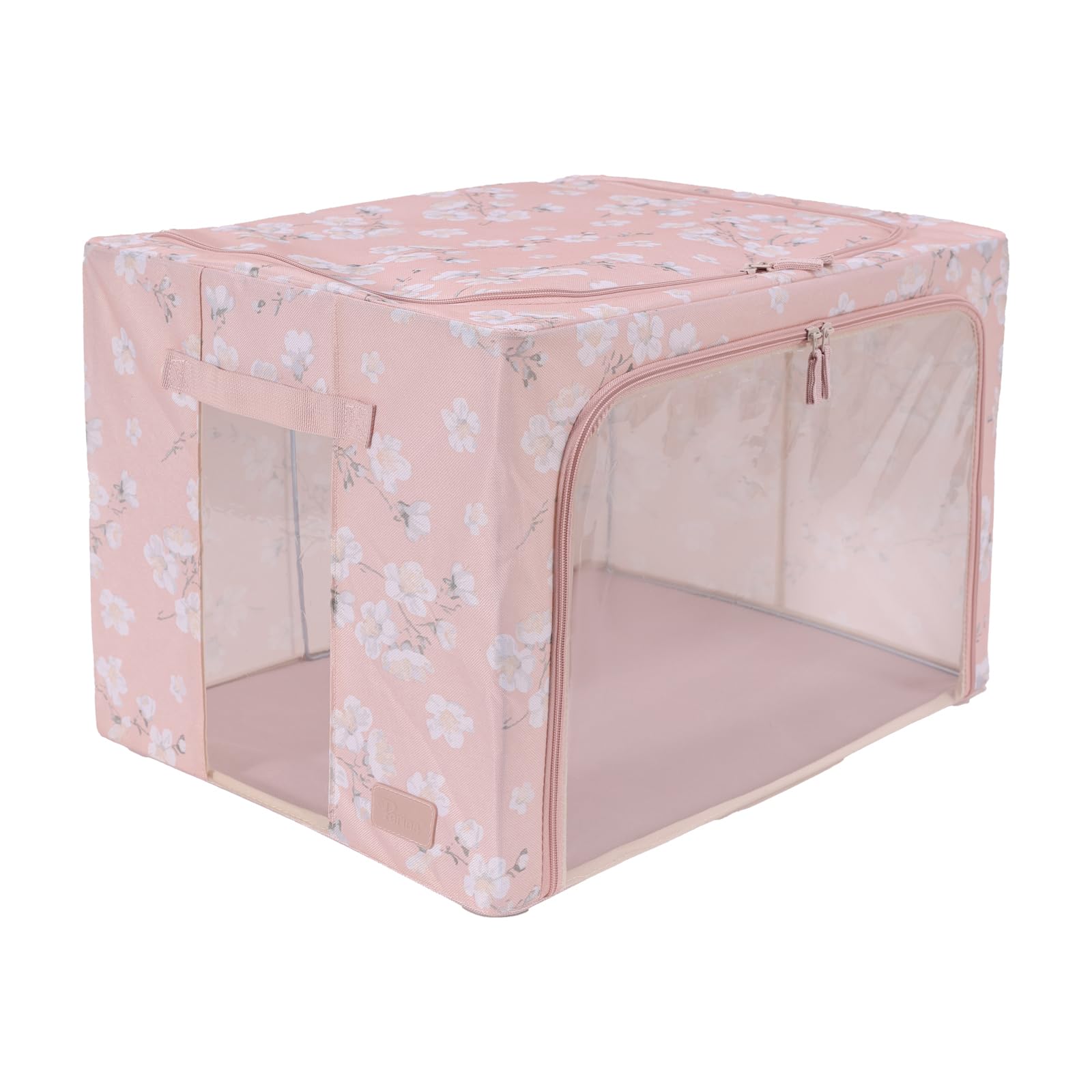 Periea ‘Beau’ Folding Collapsible Stackable Fabric Home Storage Boxes with Steel Frames (Black Grey Floral, Large) — view 109