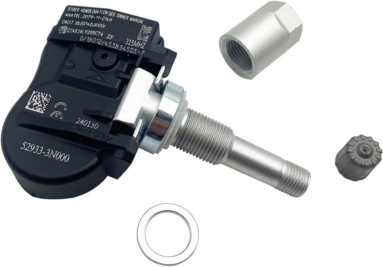 52933-3N000 Pre-Programmed Tire Pressure Sensor 315MHz Compatible with Hyundai Kia Models Sonata Santa Fe Sorento Elantra GT Equus Optima Accent Genesis Coupe Replace# 529333N000 4 Pcs