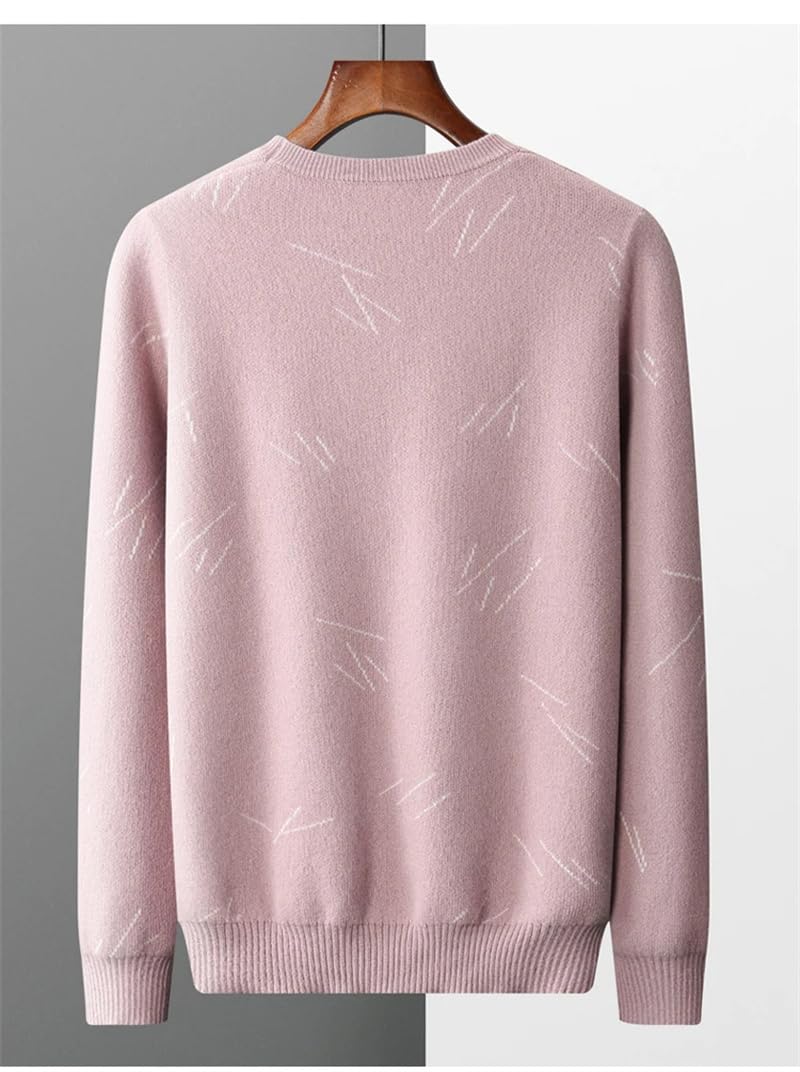 Dninmim Herren Kaschmir Pullover O Ausschnitt Verdickter Pullover Warm Jacquard Casual Business Langarm Top