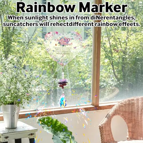 80th Birthday Gifts For Women, Crystal Suncatcher, 80th Birthday Gifts For Mum Her, Gifts For 80 Year Old Woman, Present For Mum Auntie Grandma Wife Friends Teacher - Image 2