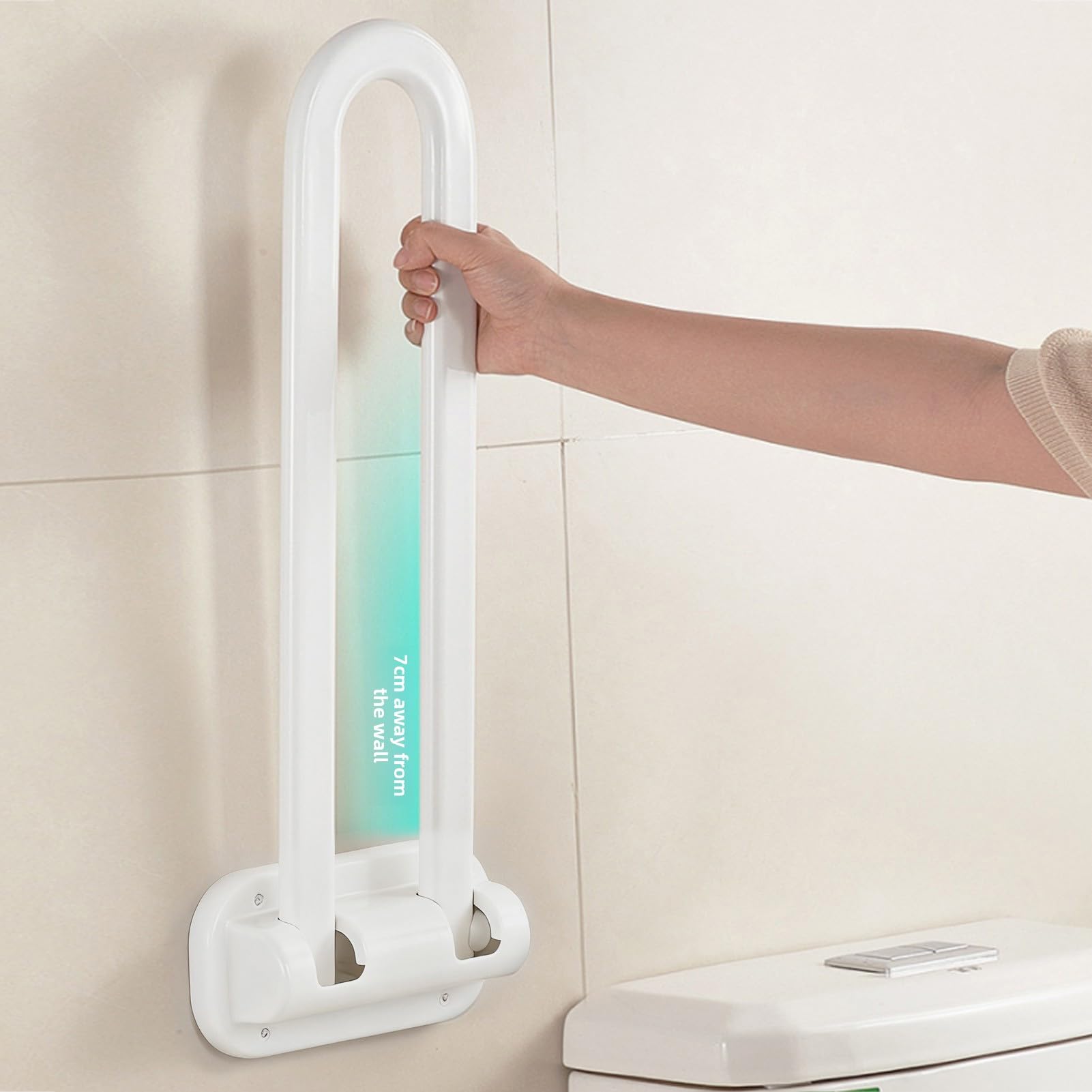 ZJchao Barra de Seguridad Abatible para Inodoro, Barra de Apoyo Plegable que Ahorra Espacio para Baños Pequeños, Altura Ajustable, Soporte Resistente para Personas Mayores y Asist