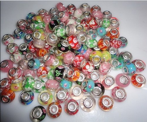 BestDealUSA 50pcs Sterling Silver Glass European Charm Beads Fit Bracelets