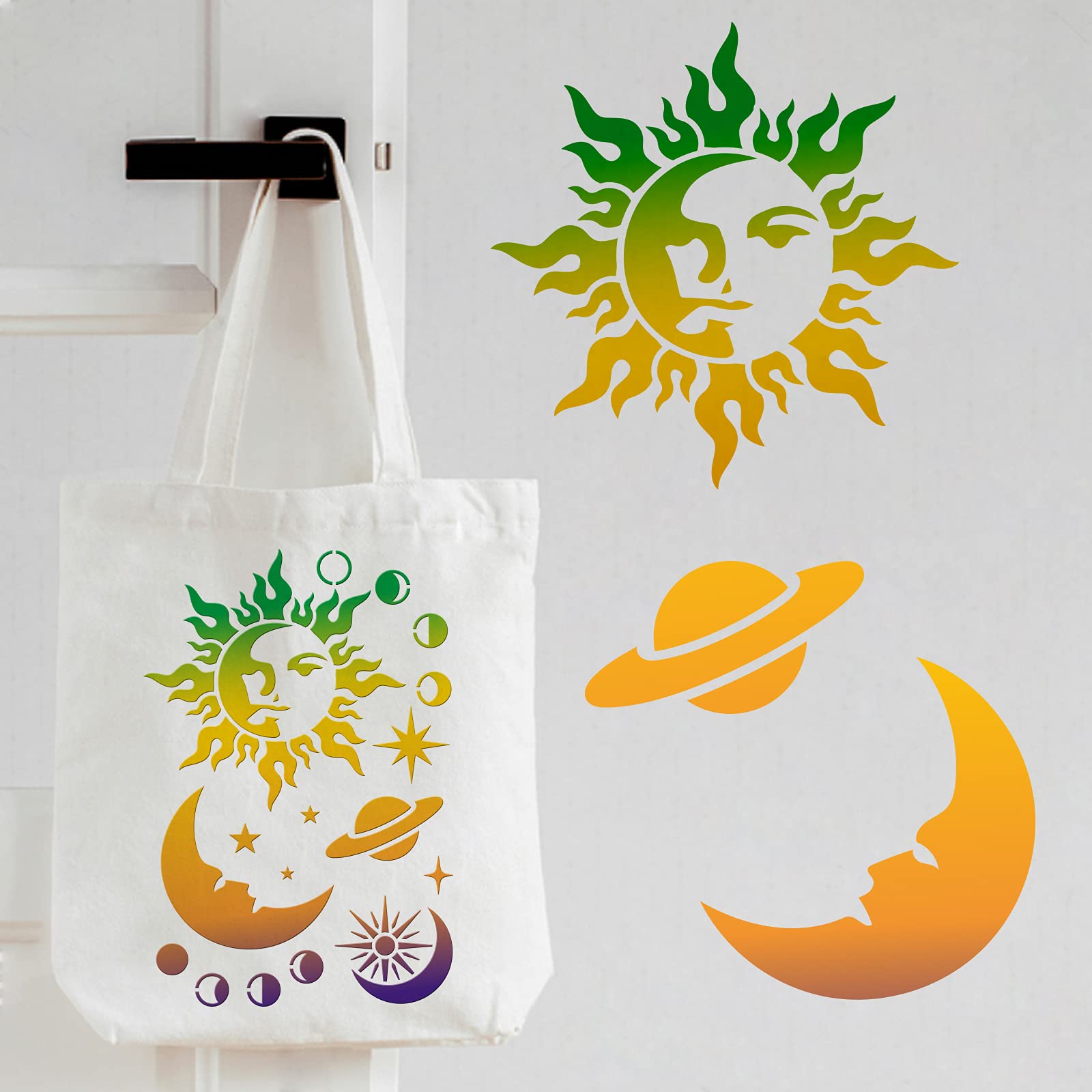 Moon Surface Stencil 11.8x11.8 Inch - Reusable Painting Template With Brush