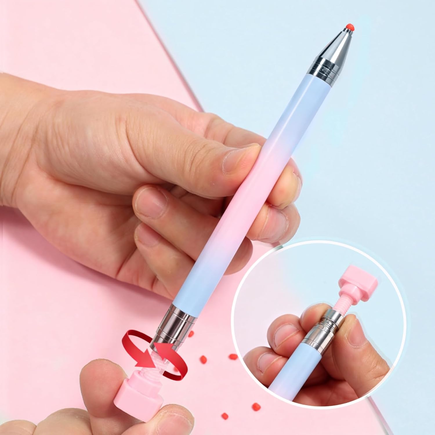 WOKOTO 26 Pcs Diamond Painting Pens Kit - 2 Refillable Wax Pen + 24 Wax Refills, Rotating Drill Pen for Rhinestone Picker Tools, Nail Art & Diamond Art Accessories, Quick Pick Up Gems Jewels