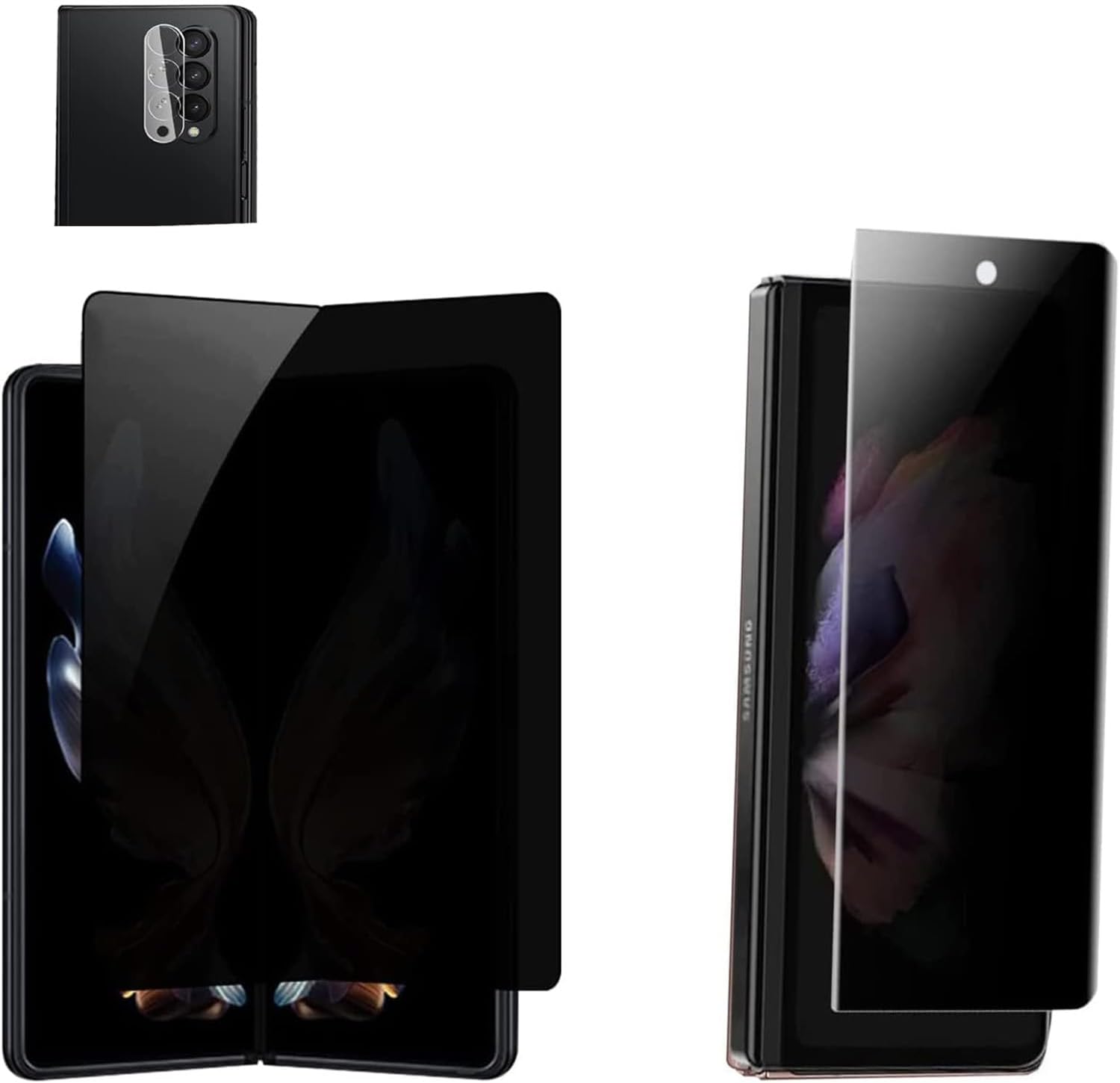 Privacy Screen Protector Designed for Samsung Galaxy Z Fold 4, Anti-peep 1PCS Outside +1PCS Inside Soft Film+ Clear Camera Lens Protector