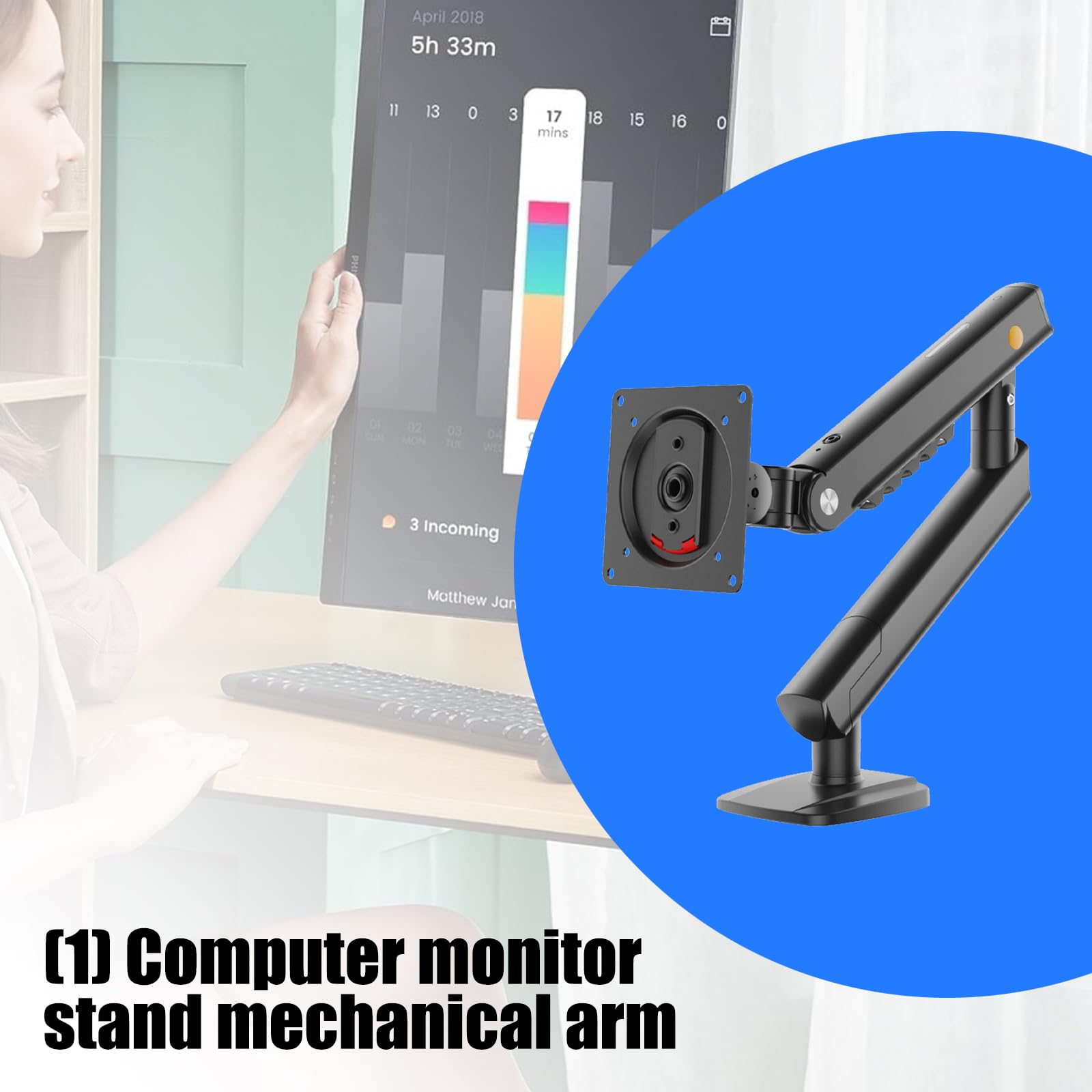 Supporto per monitor regolabile a 360 gradi per monitor da 17-32 pollici Supporto a molla braccio flessibile