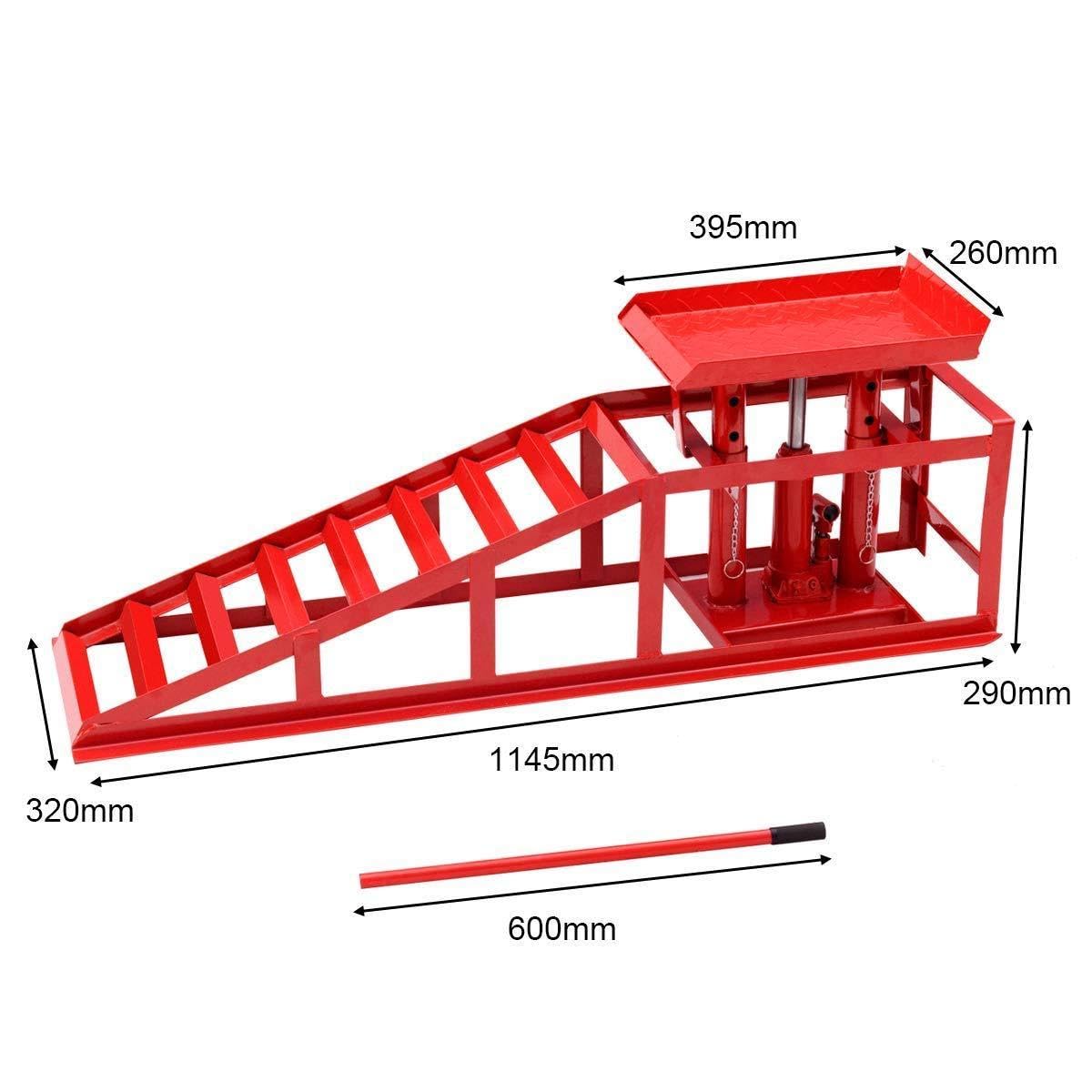 Rampas Hidráulicas Elevadoras para Coche 2 Toneladas Altura Ajustable 270-375mm Acero Alta Resistencia Juego 2 Uds