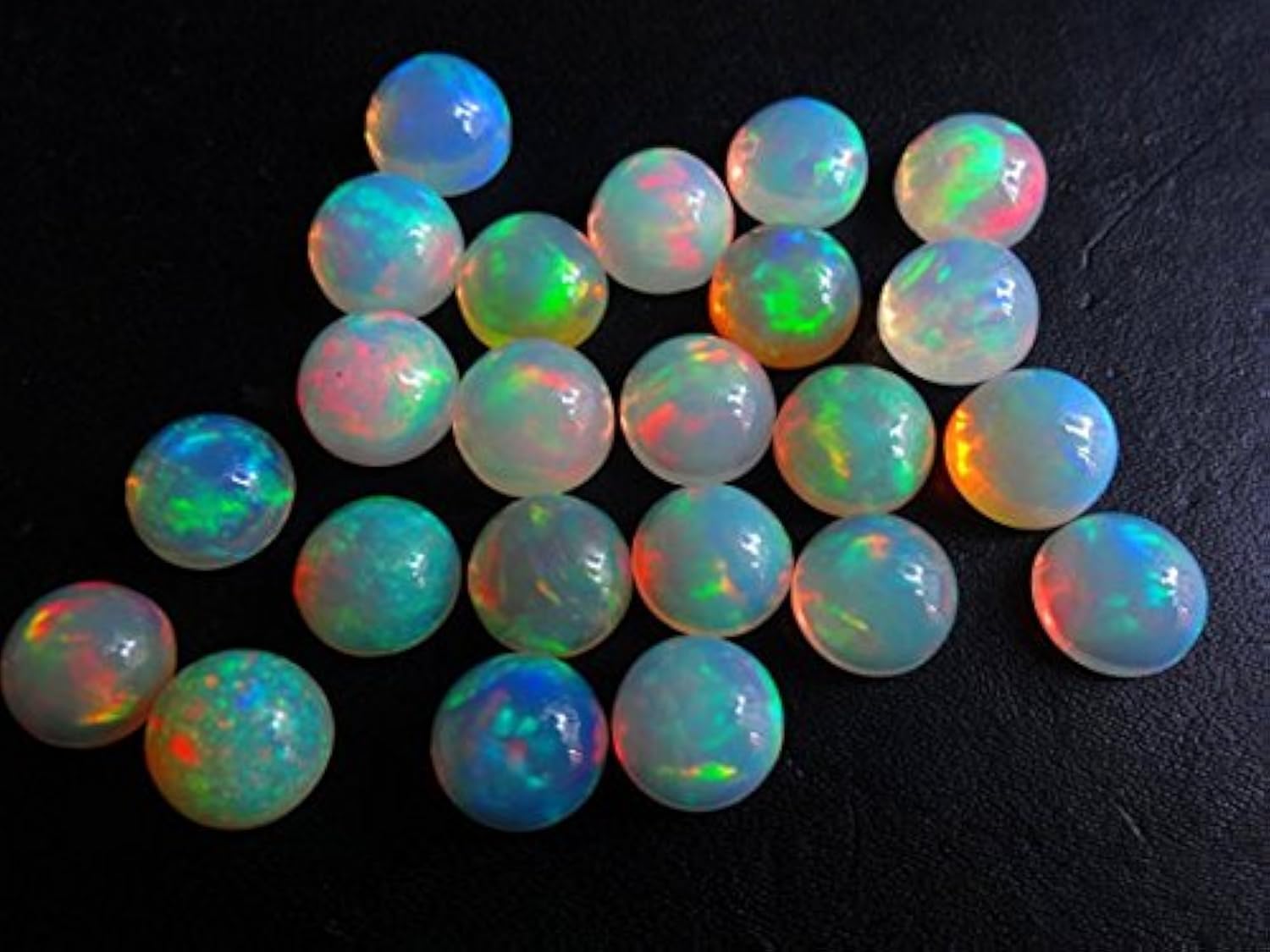 Opal et cabochon rond 7 mm LKBEADS pierre naturelle Éthiopie lot de 50 pour création bague