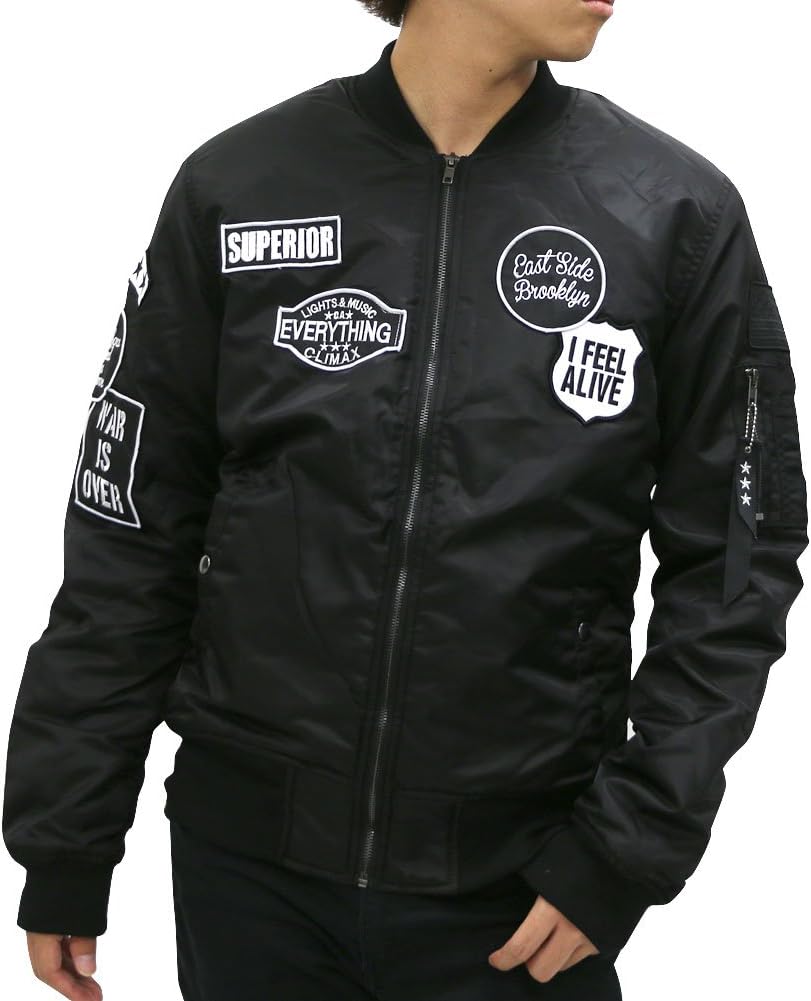 Men's MA-1 Bomber Flight Padding Jacket with Patches Slim Fit