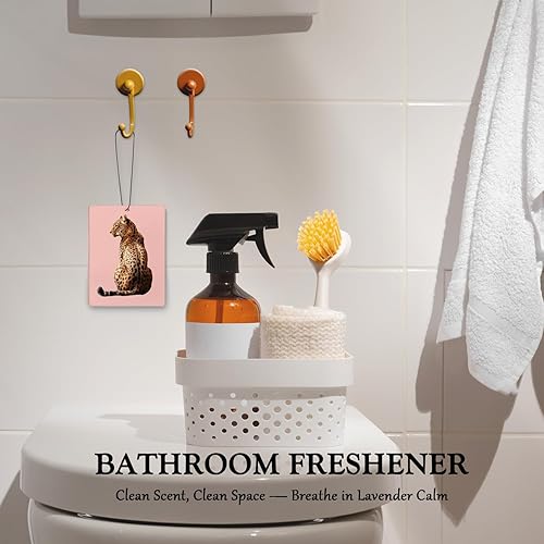 Miniatura 6 de Ambientador de aire femenino rosa para automóvil, moderno retro leopardo Lucky 8 Ball Ambientador colgante 3 piezas para coches, armario, cajón,