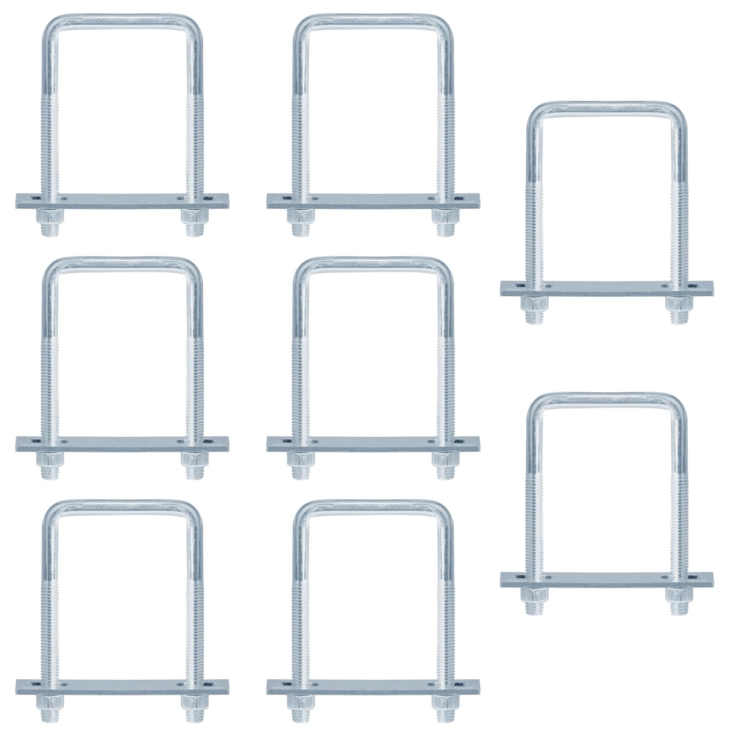 8 Pcs 2-1/2 Inch Wide Square U-Bolt for Trailer, Electro-Galvanized Steel