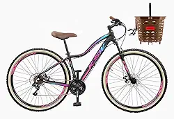 Bicicleta Aro 29 Feminina Quadro em Alumínio KSW MWZA com Cesta Estilo Retrô Vintage 21 Velocidades Freio a Disco