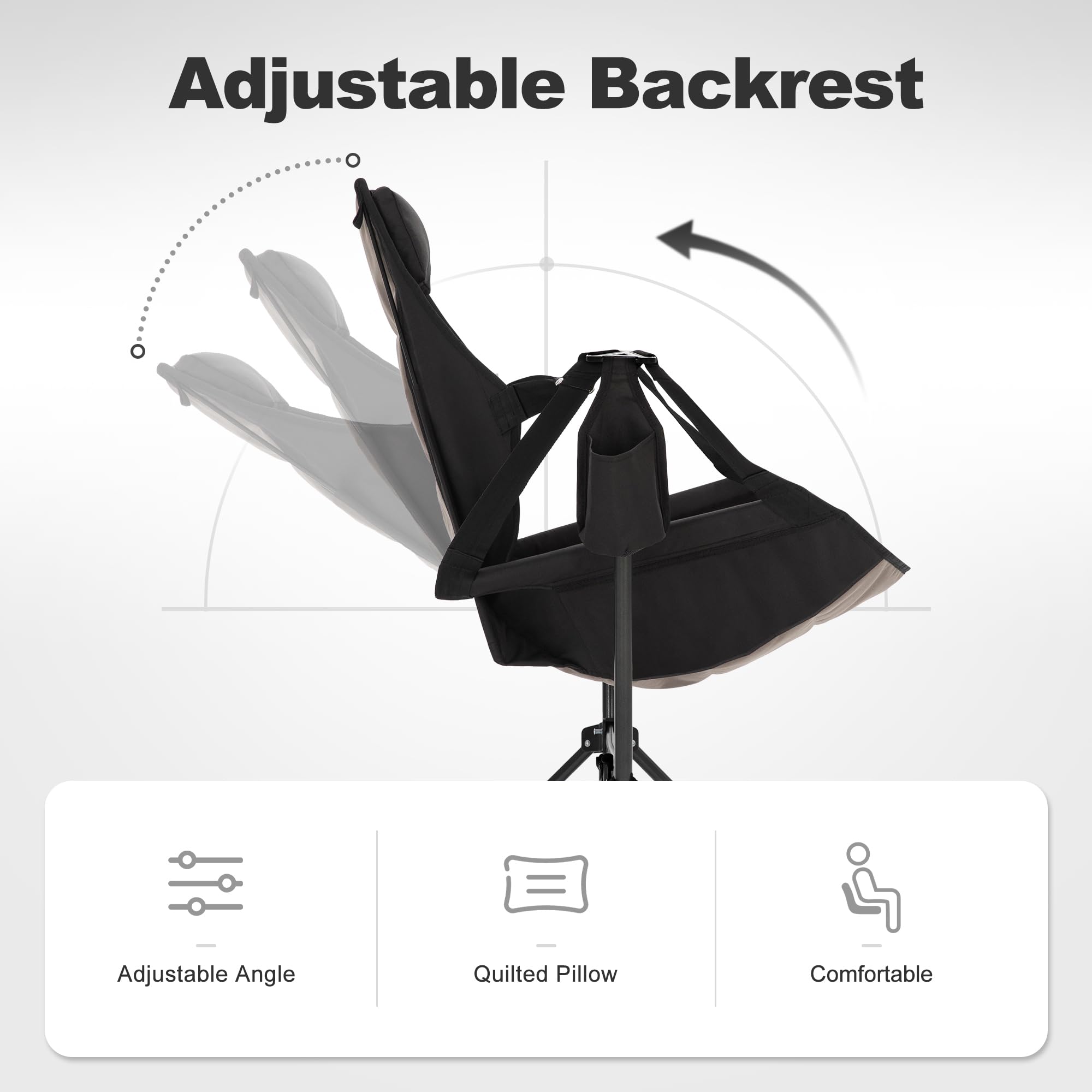 LET'S CAMP Hammock Camping Chair, Lightweight Portable Outdoor Chair for Camping and Hiking, Supports 300lbs, Black