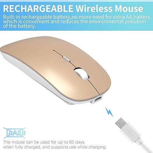 Miniatura 3 de ElizaHelen Wireless Bluetooth Mouse Dual Mode Slim Rechargeable Wireless Silent Mouse 24G Portable USB Optical Wireless Computer Mice with USB