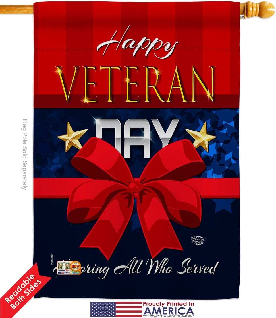 Service Happy Veteran Day House Flag Armed Forces All Branches Support Honor United State American Military Official Small Decorative Gift Yard Banner Double-Sided Made In USA 28 X 40