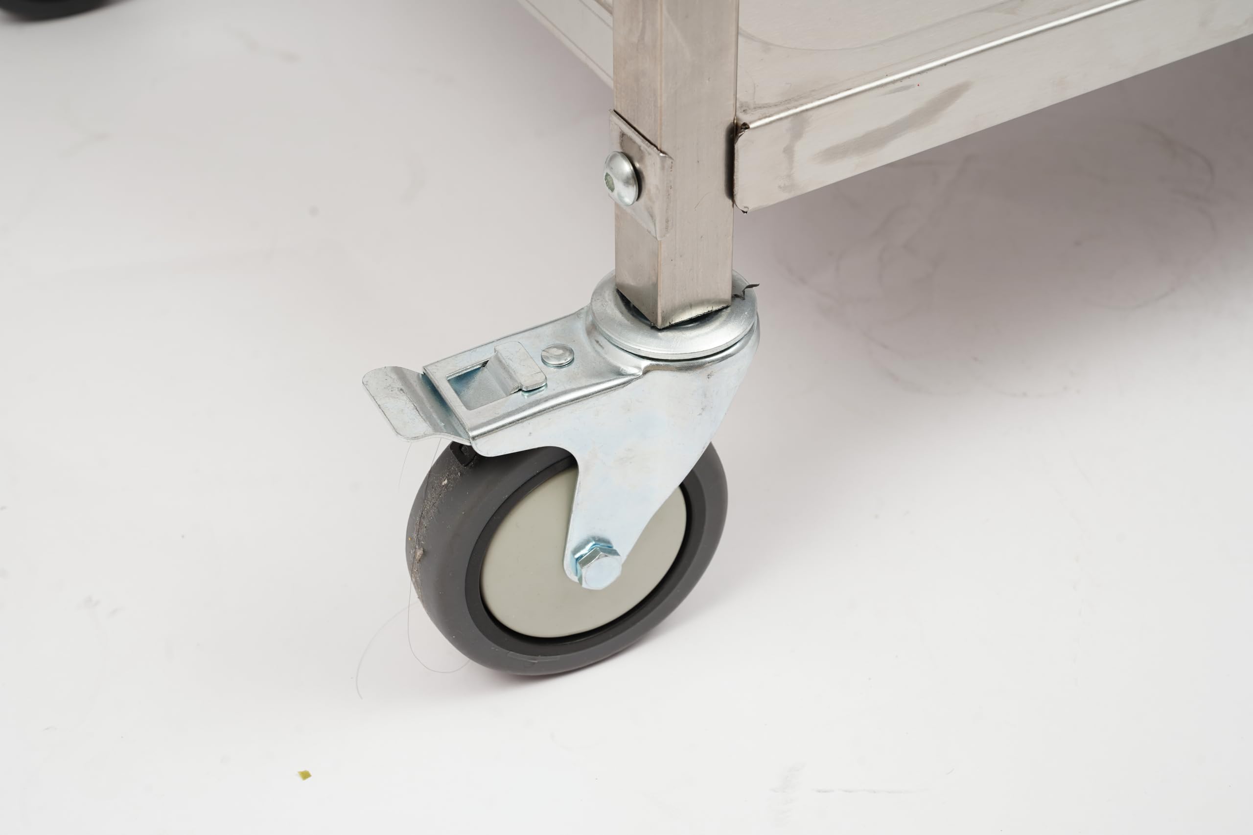 Chariot de service en acier inoxydable 2 étages avec freins 95 x 49 cm