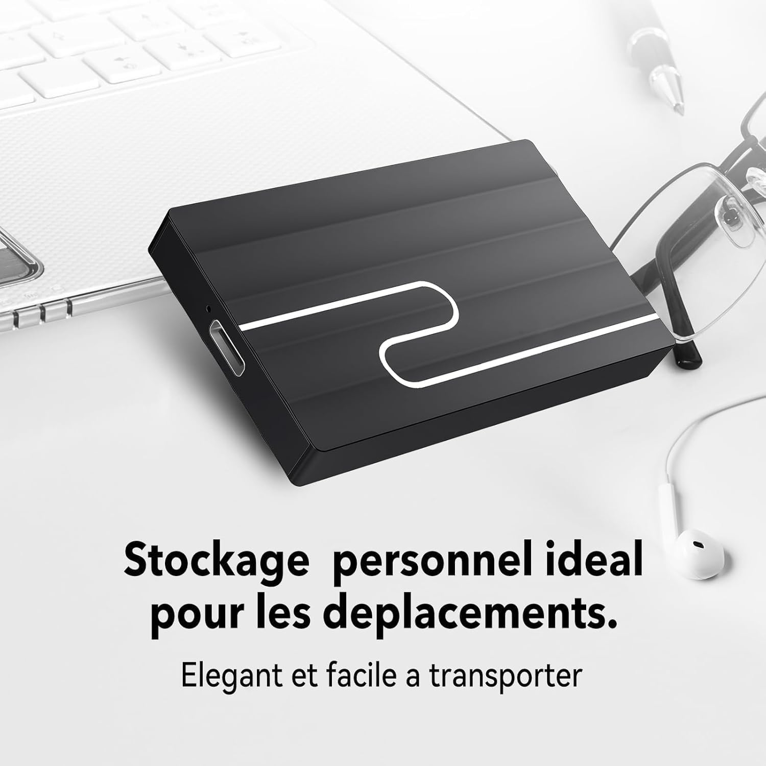 Gorilla Carts 2To Disque Dur Externe, Ultra-Mince 2, 5", Stockage pour PC, Mac PC, TV, Ordinateur Portable, Bureau, Windows (Noir) T1