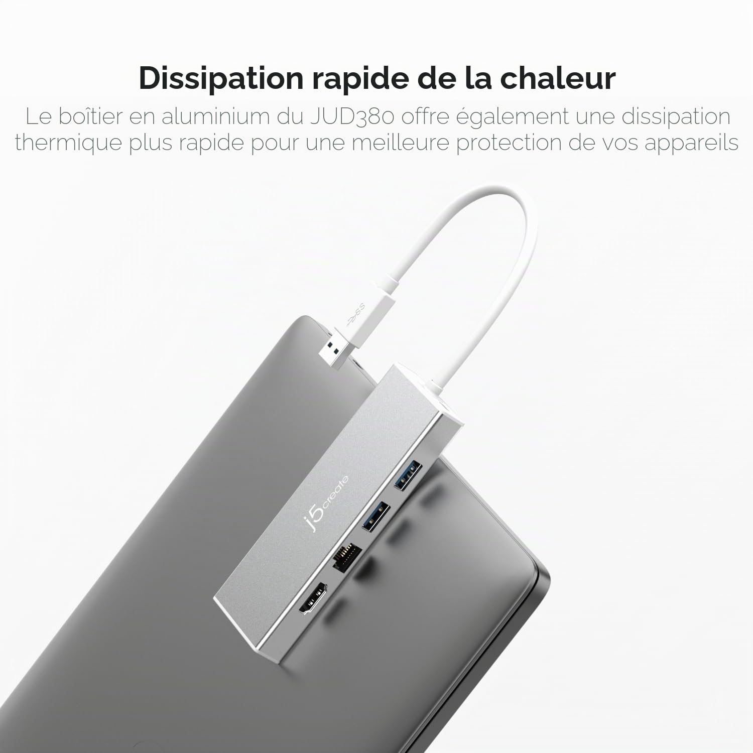 j5create Hub USB 3.0 avec HDMI, VGA, RJ45 Gigabit Ethernet, 2 Ports USB 3.1 Type-A pour Mac, Windows, PC (JUD380)