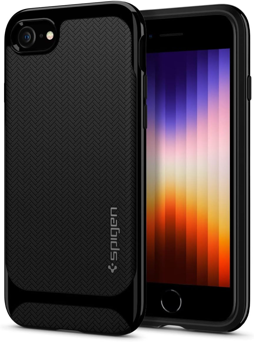 Spigen Neo Hybrid Designed for iPhone SE 2022 Case/iPhone SE 3 Case 2022 / iPhone SE 2020 Case/iPhone 8 Case/iPhone 7 Case - Shiny Black