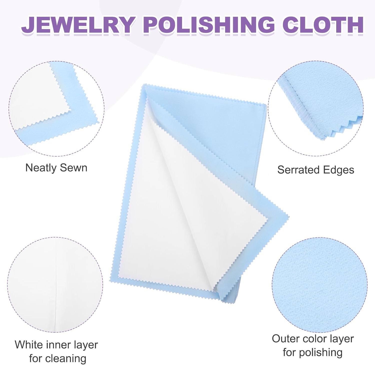 PATIKIL 9.8"x12.6" Jewelry Cleaning Cloth, 2 Pack Double-Sided Fleece Polishing Cloth for Gold, Silver and Jewelry, Sky Blue/Pink