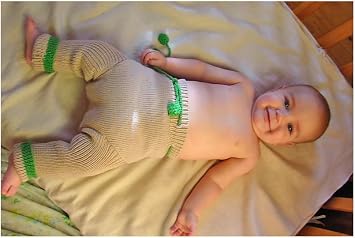 100% Merino Wool Cloth Nappy Diaper Cover Soaker longies (S, Beige-Green)