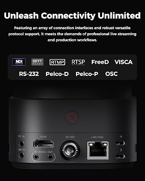 OBSBOT Tail 2 with NDI Activated, AI-Powered PTZR 4K Camera 4K@60FPS 50MP 1/1.5 CMOS AI Tracking 2.0 5X Optical Zoom 12X Hybrid Zoom SDI/HDMI/IP/USB 3.0 Output for Live Streaming