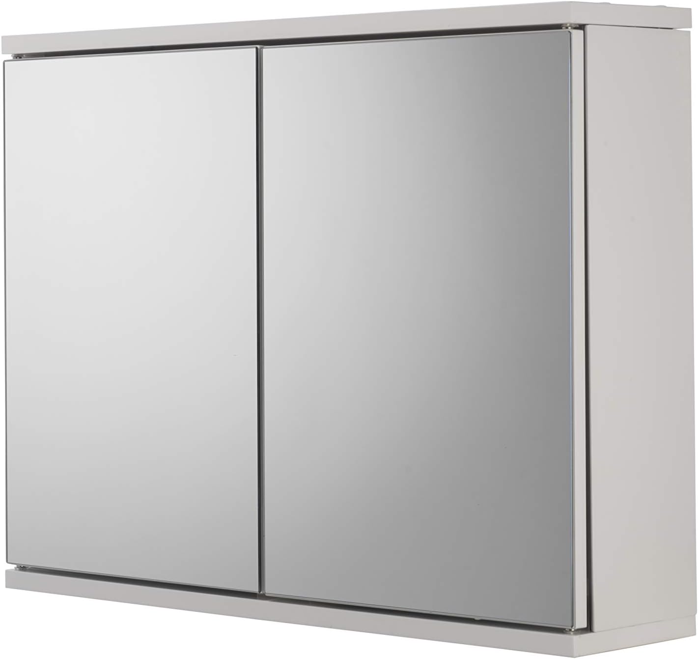 Croydex Simplicity 2 Door Bathroom Mirror Cabinet - White Wooden Wall Mounted Bathroom Cabinet with Adjustable Shelf and Magnetic Door Catch (45x60x14cm)