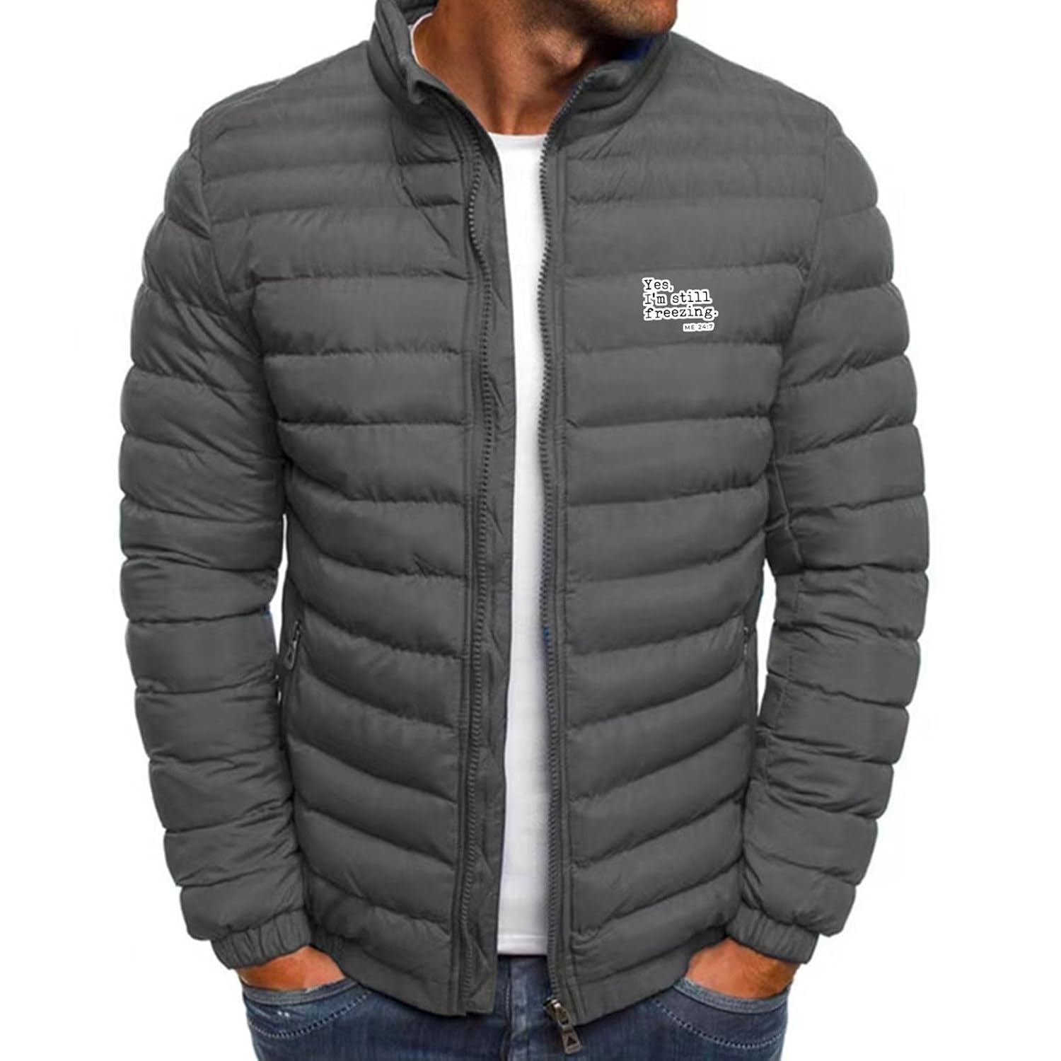 Puffer Jacket Men Lightweight Packable Down Jacket Zip up Quilted Jacket Windproof Insulated Jacket Warm Winter Coat