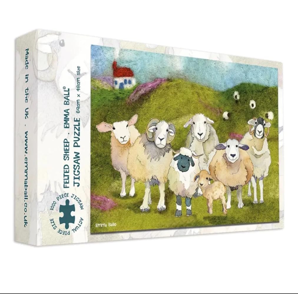 Emma Ball - Felted Sheep - 1000 Piece Jigsaw Puzzle, Earthy Colors (White, Brown, Black), 1000 pieces, 33cm x 33cm