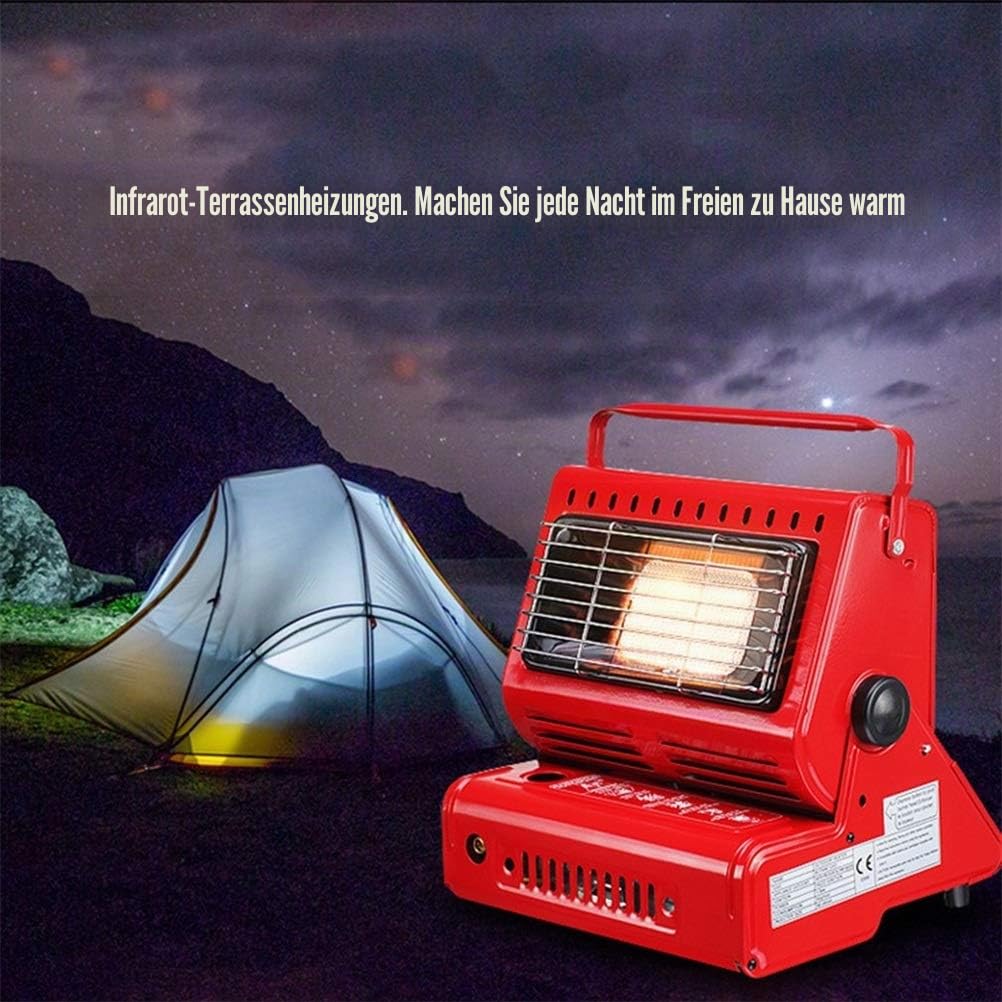Tragbare Gasheizung Kochherd Camping Heizung für Zelt Outdoor Indoor 1,3KW 90G/H 2 in 1 Butan Flüssiggas Brenner Outdoor Gase Heizung für Camping Angeln Zelt Zuhause