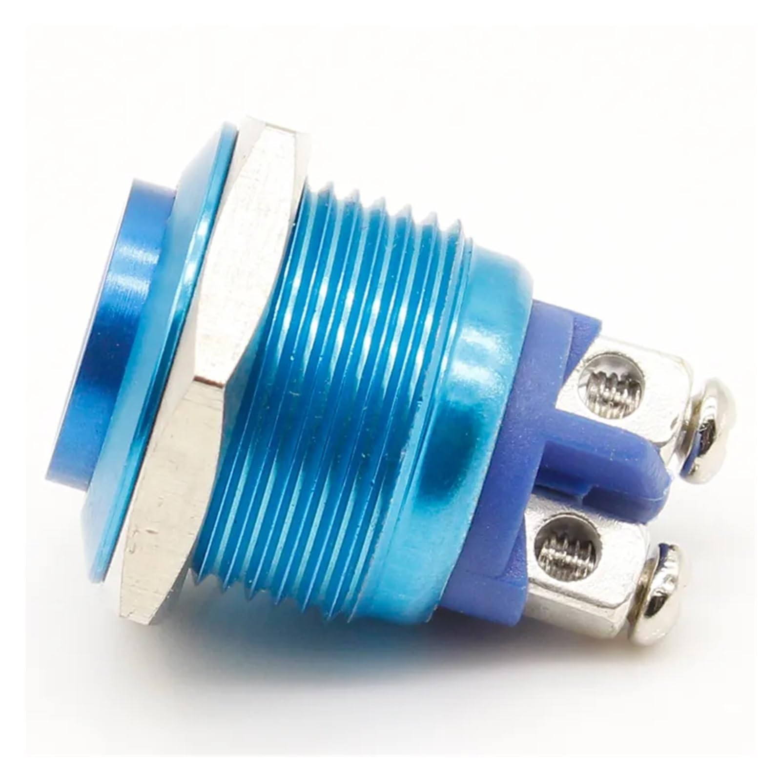 Interrupteur bouton poussoir 16mm bleu en aluminium pour commande électrique