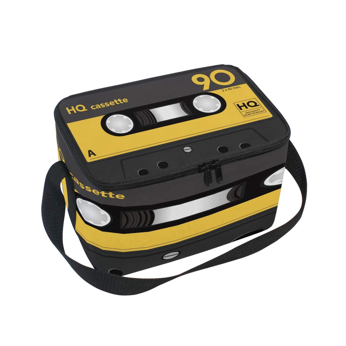 Use7 Multi Cartoon Audio Cassette Tape Music Insulated Lunch Bag Tote Bag Cooler Lunchbox For Picnic School