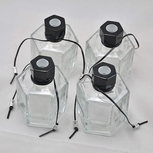 Miniatura 2 de Juego de 4 botellas difusoras de aceites esenciales de columna hexagonal de 4.1 fl oz (tapa negra)