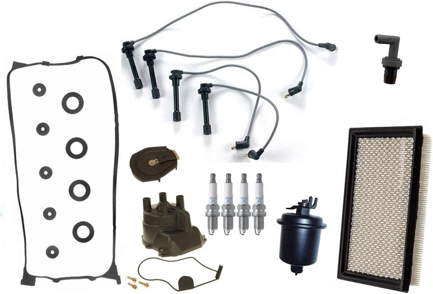 Tune Up 11pc Kit Replacement Parts For Honda Civic 1996 1997 1998 1999 2000 1.6L SOHC w HITACHI Model Cap and Rotor