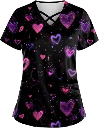 Nurse Valentines Day Shirt Women Printed Scrub T Plus Size Tee