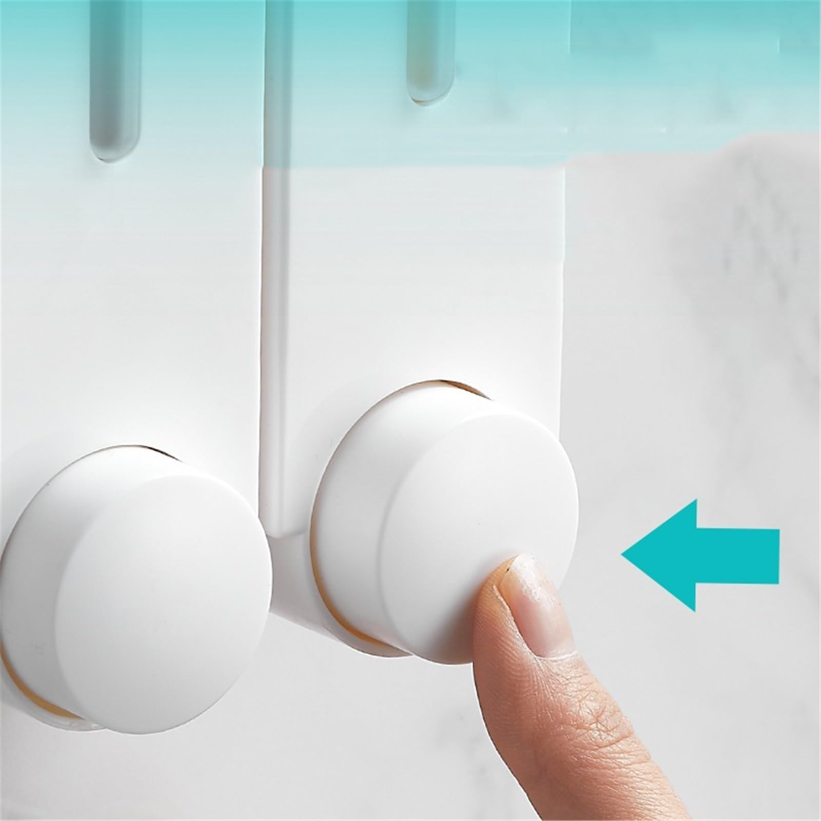Bottiglie di Sapone Dispenser di Sapone Bianco da Parete con Tre testine, flacone di Gel Doccia in plastica for Uso Domestico.