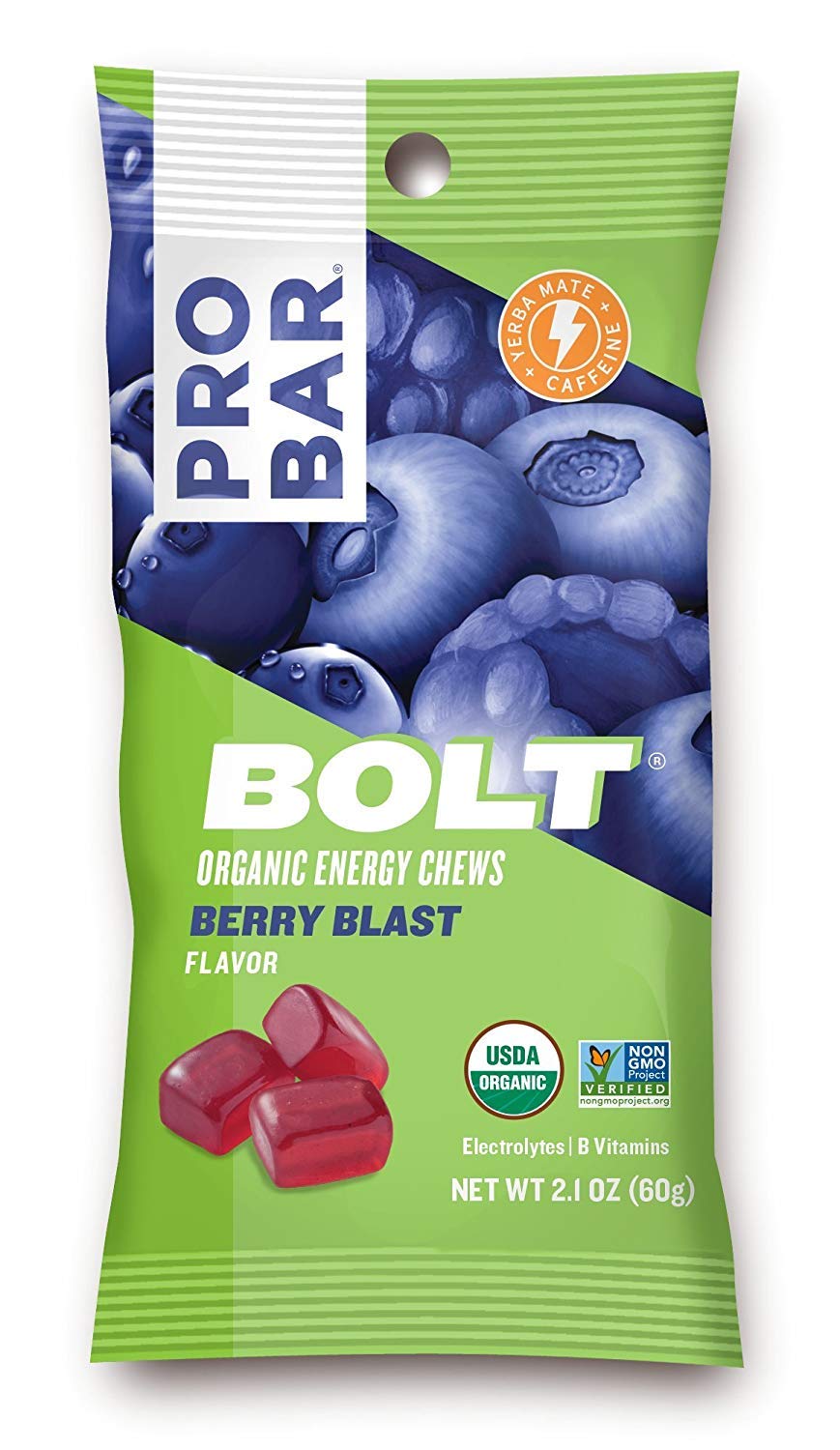 PROBAR - Bolt Organic Energy Chews, Berry Blast, Non-GMO, Gluten-Free, USDA Certified Organic, Healthy, Natural Energy, Fast Fuel Gummies with Vitamins B & C (12 Count)