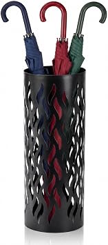 Noamus Metal Umbrella Holder, Umbrella Stand Rack for Entryway, Freestanding Rain Collection Umbrella Organizer, Round Canes Walking Stick Storage Bin for Home Office Decor, Black, 5.9"x5.9"x15.7"